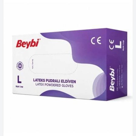 Beybi Pudralı Beyaz Lateks Eldiven 100'lü x 4 Paket L
