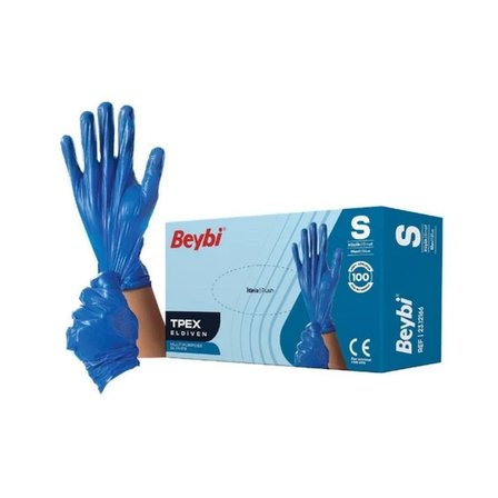 Beybi Tpex Steril Eldiven Mavi S Beden 100'lü