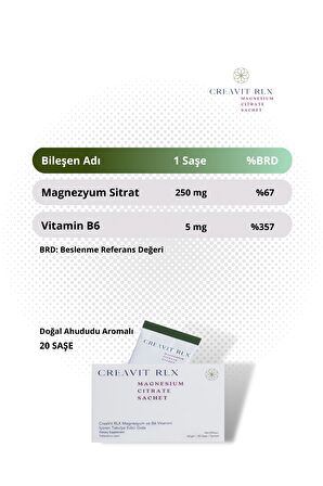 CreaVit RLX Magnezyum Sitrat & B6 Vitamini 20 Saşe