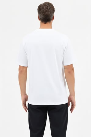 Erkek Vision Premium Kalite Yoğun Dokulu Pamuklu T-Shirt Beyaz