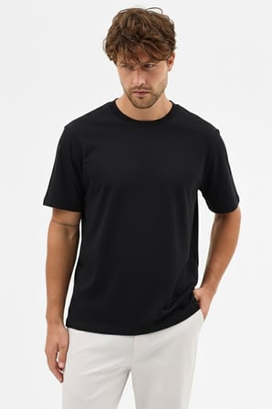 Erkek Vision Premium Kalite Yoğun Dokulu Pamuklu T-Shirt Siyah M101-R0220-02