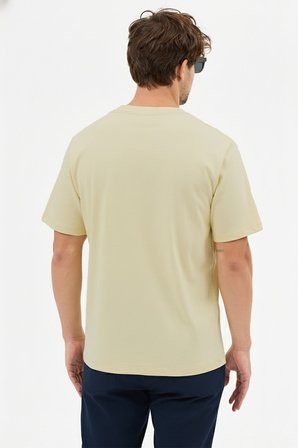Erkek Vision Premium Kalite Yoğun Dokulu Pamuklu T-Shirt Açık Sarı M101-R0220-03