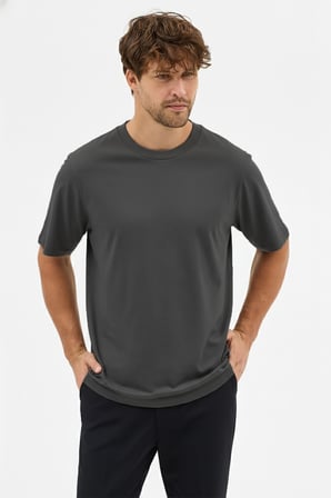 Erkek Vision Premium Kalite Yoğun Dokulu Pamuklu T-Shirt Koyu Gri M101-R0220-04