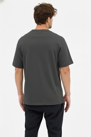 Erkek Vision Premium Kalite Yoğun Dokulu Pamuklu T-Shirt Koyu Gri M101-R0220-04