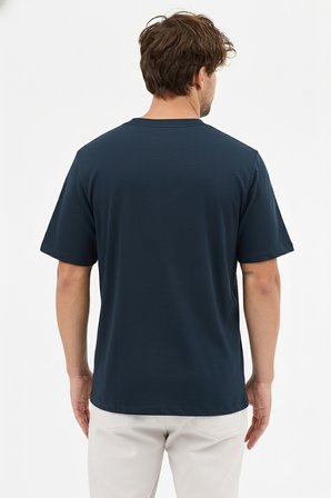 Erkek Vision Premium Kalite Yoğun Dokulu Pamuklu T-Shirt Lacivert M101-R0220-05