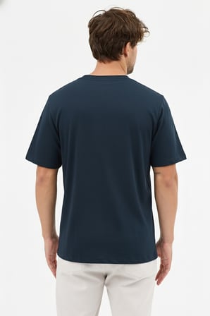 Erkek Vision Premium Kalite Yoğun Dokulu Pamuklu T-Shirt Lacivert M101-R0220-05