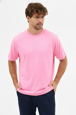 Erkek Vision Premium Kalite Yoğun Dokulu Pamuklu T-Shirt Pembe M101-R0220-06