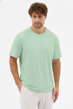 Erkek Vision Premium Kalite Yoğun Dokulu Pamuklu T-Shirt Yeşil M101-R0220-07