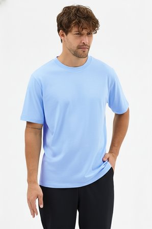 Erkek Vision Premium Kalite Yoğun Dokulu Pamuklu T-Shirt Açık Mavi M101-R0220-08
