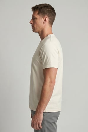 Erkek Vision Premium Kalite Yoğun Dokulu Pamuklu T-Shirt Ekru M101-R0220-09
