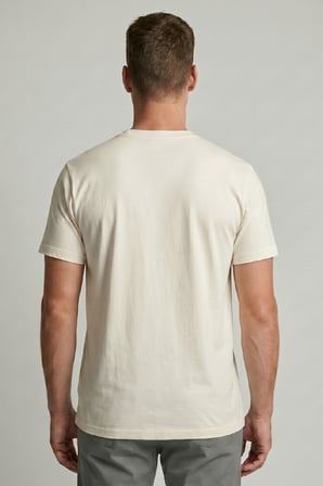Erkek Vision Premium Kalite Yoğun Dokulu Pamuklu T-Shirt Ekru M101-R0220-09