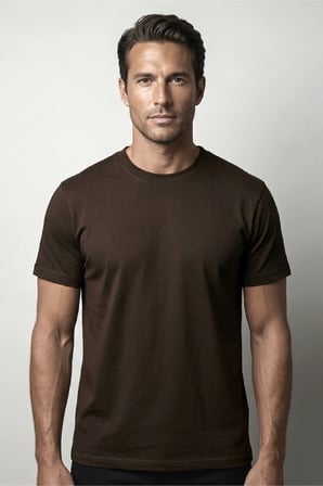 Erkek Vision Premium Kalite Yoğun Dokulu Pamuklu T-Shirt Kahverengi M101-R0220-10