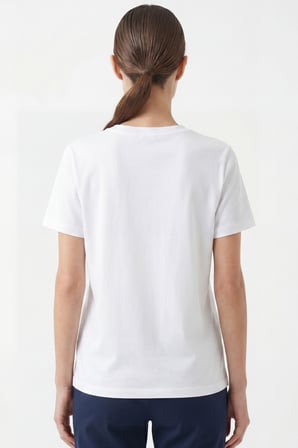 Kadın Vision V Yaka Premium Kalite Yoğun Dokulu Pamuklu T-Shirt Beyaz W102-R0220-01