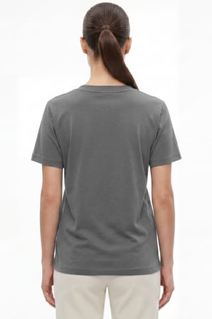 Kadın Vision V Yaka Premium Kalite Yoğun Dokulu Pamuklu T-Shirt Koyu Gri W102-R0220-05