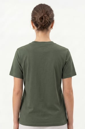 Kadın Vision V Yaka Premium Kalite Yoğun Dokulu Pamuklu T-Shirt Haki W102-R0220-06