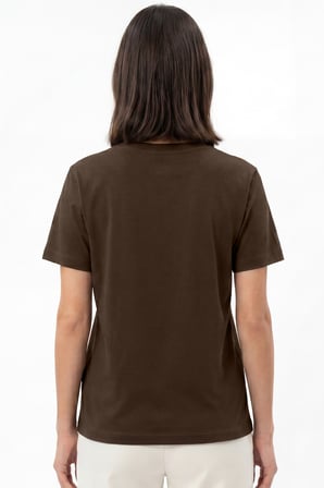 Kadın Vision V Yaka Premium Kalite Yoğun Dokulu Pamuklu T-Shirt Kahverengi W102-R0220-07