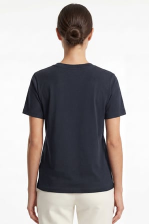 Kadın Vision V Yaka Premium Kalite Yoğun Dokulu Pamuklu T-Shirt Lacivert W102-R0220-08