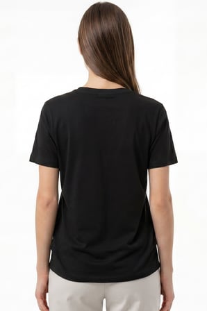 Kadın Vision V Yaka Premium Kalite Yoğun Dokulu Pamuklu T-Shirt Siyah W102-R0220-09
