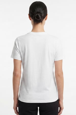 Kadın Vision Bisiklet Yaka Premium Kalite Yoğun Dokulu Pamuklu T-Shirt Beyaz W101-R0220-01