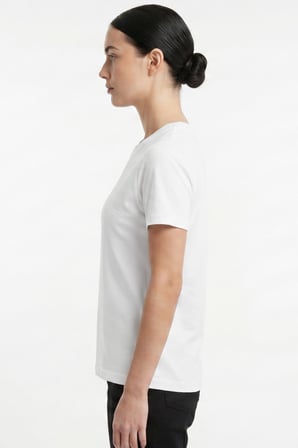 Kadın Vision Bisiklet Yaka Premium Kalite Yoğun Dokulu Pamuklu T-Shirt Beyaz W101-R0220-01