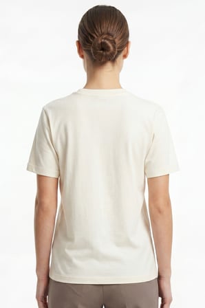 Kadın Vision Bisiklet Yaka Premium Kalite Yoğun Dokulu Pamuklu T-Shirt Krem W101-R0220-02
