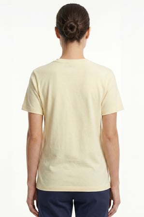 Kadın Vision Bisiklet Yaka Premium Kalite Yoğun Dokulu Pamuklu T-Shirt Sarı W101-R0220-03
