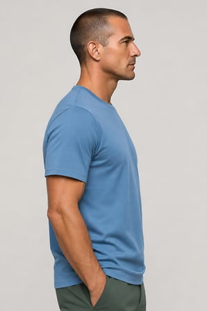erkek selection bisiklet yaka tişört likit amonyak merserize %100 pamuk mavi m105-k0155-02