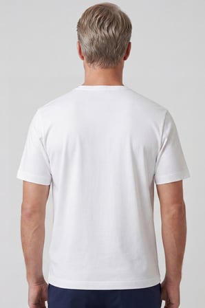 Erkek Vision V Yaka Premium Kalite Yoğun Dokulu Pamuklu T-Shirt Beyaz M102-R0220-01