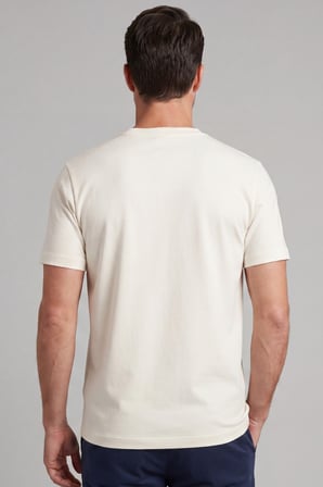 Erkek Vision V Yaka Premium Kalite Yoğun Dokulu Pamuklu T-Shirt Krem M102-R0220-02