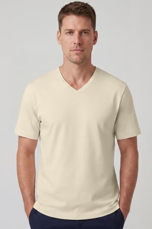 Erkek Vision V Yaka Premium Kalite Yoğun Dokulu Pamuklu T-Shirt Sarı M102-R0220-03