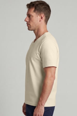 Erkek Vision V Yaka Premium Kalite Yoğun Dokulu Pamuklu T-Shirt Sarı M102-R0220-03
