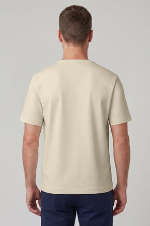 Erkek Vision V Yaka Premium Kalite Yoğun Dokulu Pamuklu T-Shirt Sarı M102-R0220-03