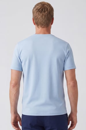 Erkek Vision V Yaka Premium Kalite Yoğun Dokulu Pamuklu T-Shirt Açık Mavi M102-R0220-04