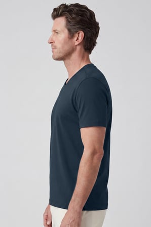 Erkek Vision V Yaka Premium Kalite Yoğun Dokulu Pamuklu T-Shirt Lacivert M102-R0220-07
