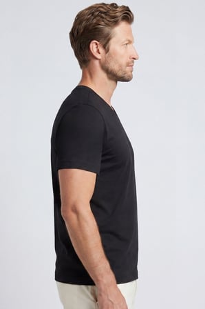 Erkek Vision V Yaka Premium Kalite Yoğun Dokulu Pamuklu T-Shirt Siyah M102-R0220-08