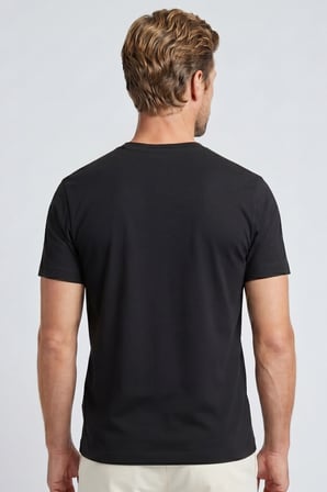 Erkek Vision V Yaka Premium Kalite Yoğun Dokulu Pamuklu T-Shirt Siyah M102-R0220-08