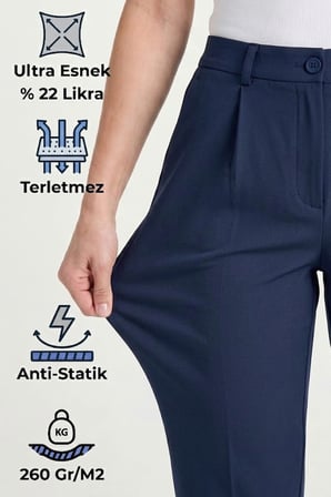 Kadın Flexon Ultra Esnek Relaxed Beli Lastikli Jogger Pantolon Lacivert W702-R0433-05