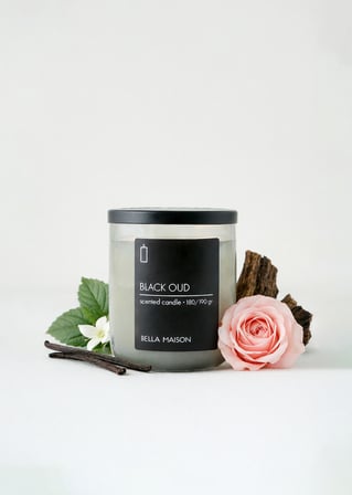 Black Oud Ahşap Fitilli Soy Wax Mum