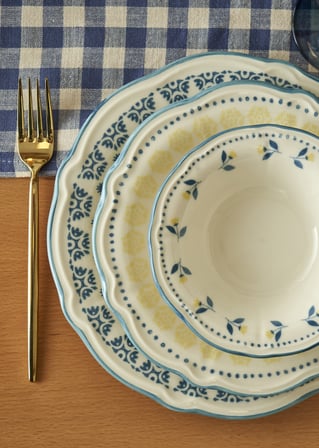 Mabel Stoneware 24 Parça 6 Kişilik Yemek Takımı Mavi
