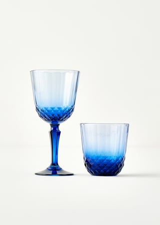 Colore Kesme Bardak-Kadeh Seti 12'li Mavi