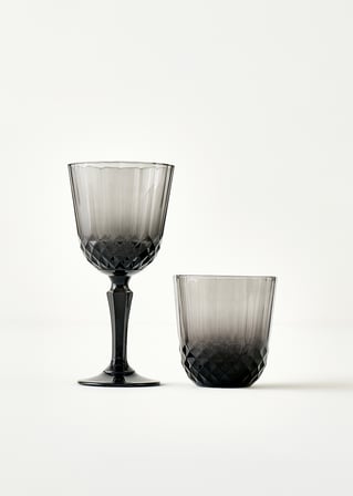 Colore Kesme Bardak-Kadeh Seti 12'li Antrasit