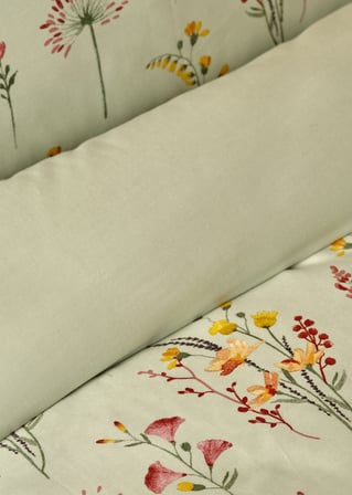 %100 Pamuk Saten Flores Çift Kişilik Nevresim Seti Açık Yeşil (200x220 cm)