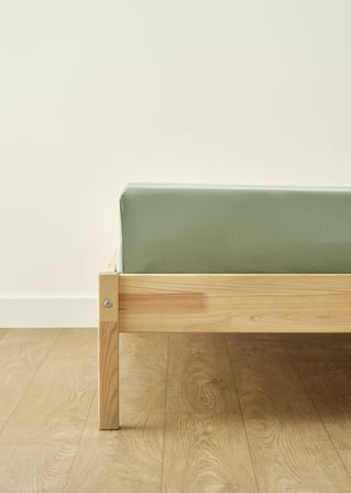 %100 Pamuk Saten Çift Kişilik Lastikli Çarşaf Sisli Yeşil (160x200x35 cm)