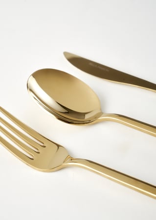 Siena 18 Parça 6 Kişilik Yemek Çatal Kaşık Bıçak Seti Gold