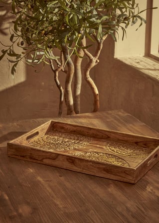 Cera Dekoratif Tepsi Naturel (32x3,5x50 cm)