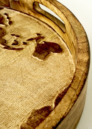 Tina Mango Ağacı Dekoratif Tepsi Naturel (45X5X45 CM)