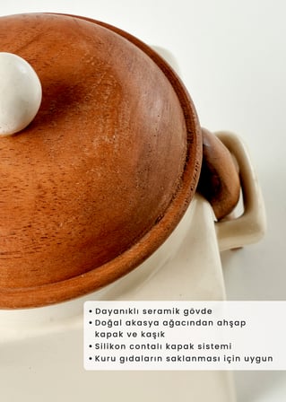 Sucre Seramik Kavanoz Krem (800 ml)