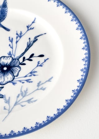 Bleu Blanc Porselen 4'lü Pasta Tabağı Mavi (21 cm)