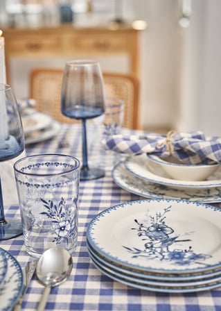 Bleu Blanc Porselen 4'lü Pasta Tabağı Mavi (21 cm)