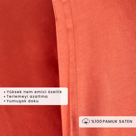 %100 Pamuk Saten Supreme 2'li Yastık Kılıfı Kiremit (50x70 cm)